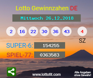 Lottozahlen 26.12.18: Mittwochslotto Zahlen 26.12.2018