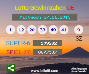 Lotto Gewinnzahlen vom Samstag, den 27.11.2019